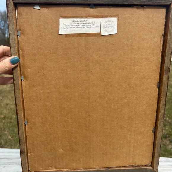 DeGrazia Art Apache Mother Baby Vtg Signed Matted Frame Southwest 12x15 - Picture 6 of 12